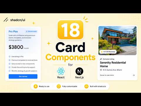 Shadcn Card Components: 18 Ready-to-Use Cards for React & Next.js