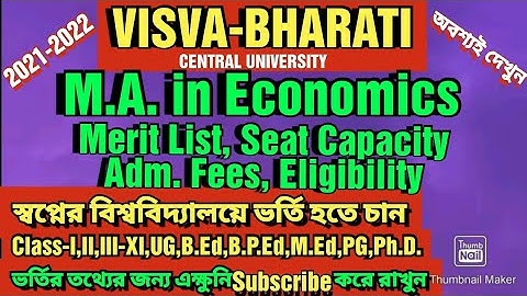 MA in Economice Merit List Seat Capacity Admission Fees Eligibility || VisvaBharati Admission 2021 |