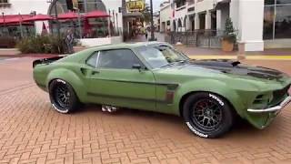 Powerful Ruffian '70 Mustang 427 arriving at South OC Cars and Coffee - YouTube
