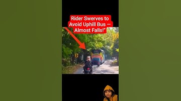 Rider Swerves to Avoid Uphill Bus — Almost Falls!” #shorts #automobile #funny