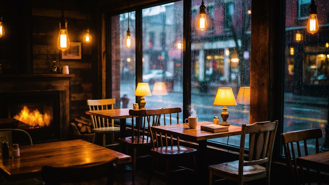 Rainy Jazz Coffee ☕ to Slow Down 1 Hour Café Jazz with Rain on the Window | Warm Table #3