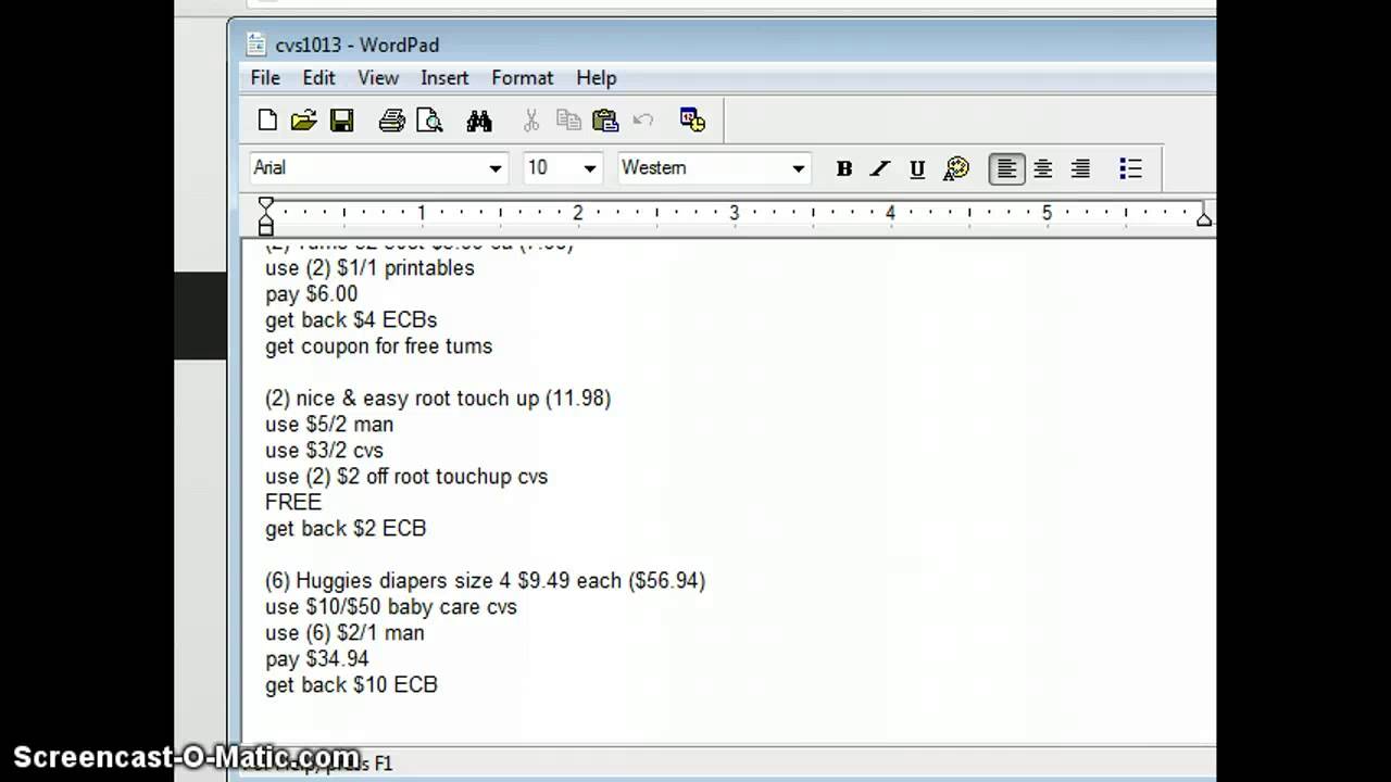 My CVS plan 10/13/13