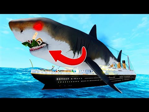 Tubarao Subiu No Titanic Shark Bite Youtube - dinossauro tubarao l shark bite roblox youtube