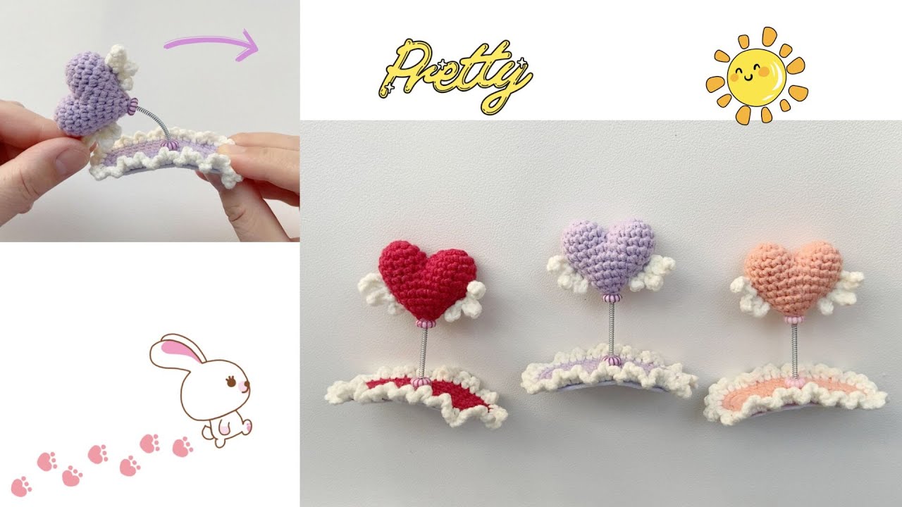 Heart Swing Hairclip Crochet Tutorial ｜How to Crochet Hairpin｜DIY Hair Accessories ｜Crochet Tutorial
