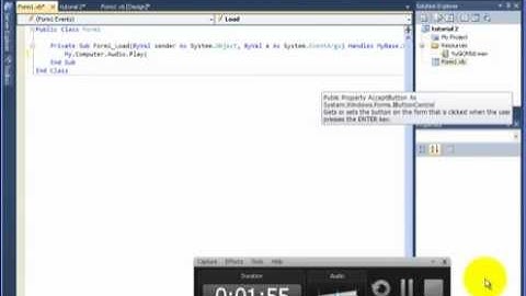 How to add background music in visual basic