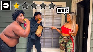 EATING STRANGERS FOOD IN THERE FACE PRANK 😳😂  W/ UBER EATS