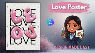 Love Poster Design in Canva | Romantic Typography Poster Tutorial | 3D bubble text #canva