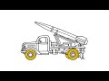 WWII Truck-Mounted Missile Launcher Drawing| Historical Outline Sketch| World War 2 Artillery Sketch