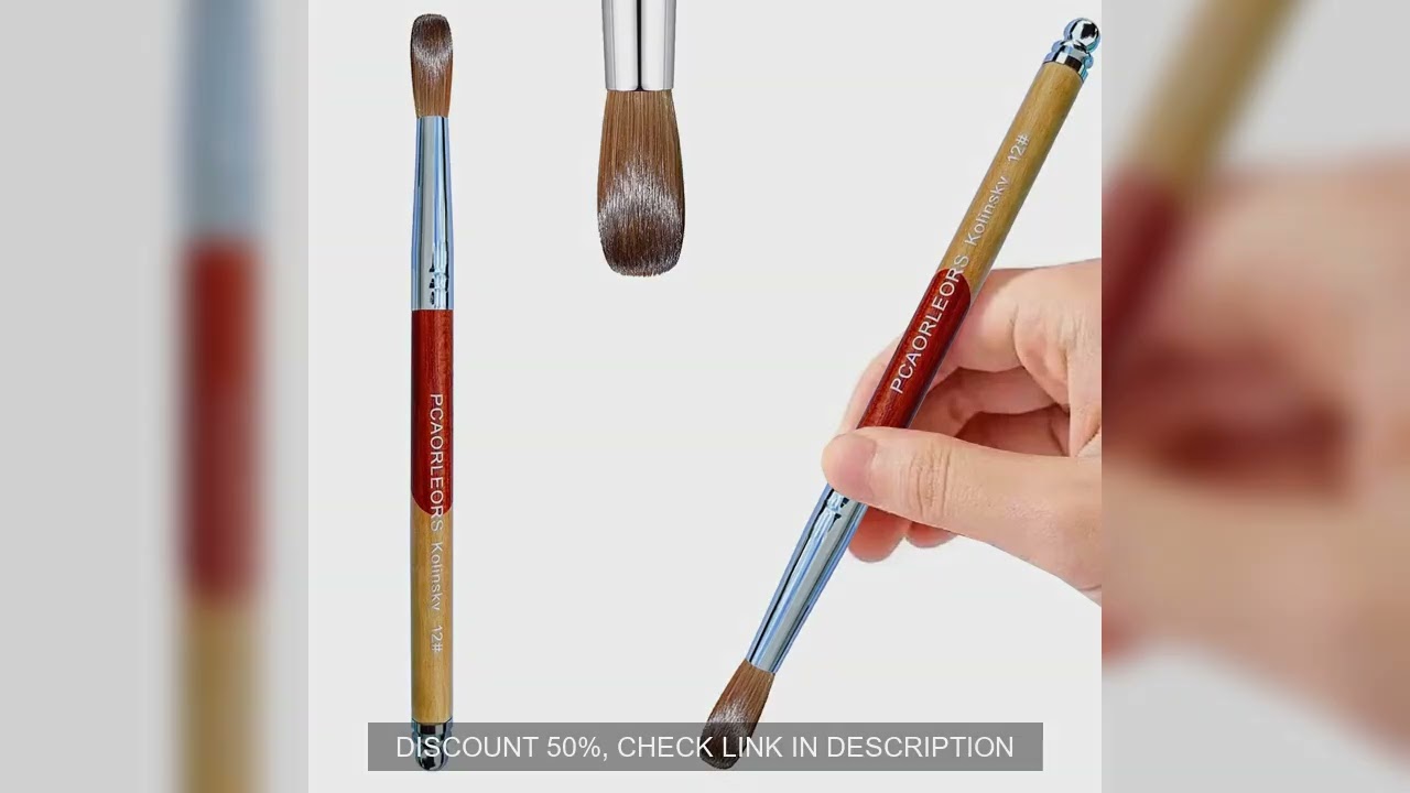 UsiDaer Acrylic Nail Brush Kolinsky, Wooden Handle And Natural Hair Crystal, Carving Tool With Metal