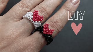 Heart Rhinestones Jirai Kei Beaded Ring 2 Options