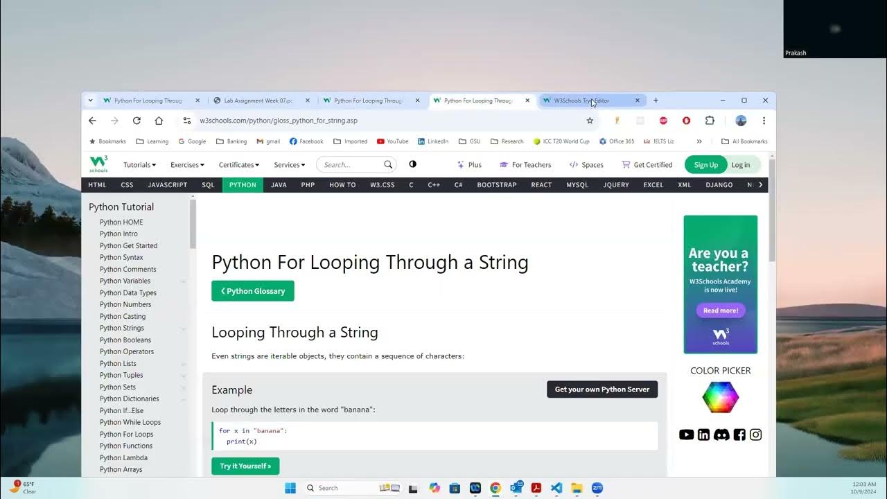 Python range function and While loop. working with string - YouTube