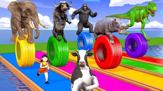 Mammoth Elephant Dinosaur Cow Gorilla Scary Teacher 3d Choose The Right Tire Game Max Level Squeeze