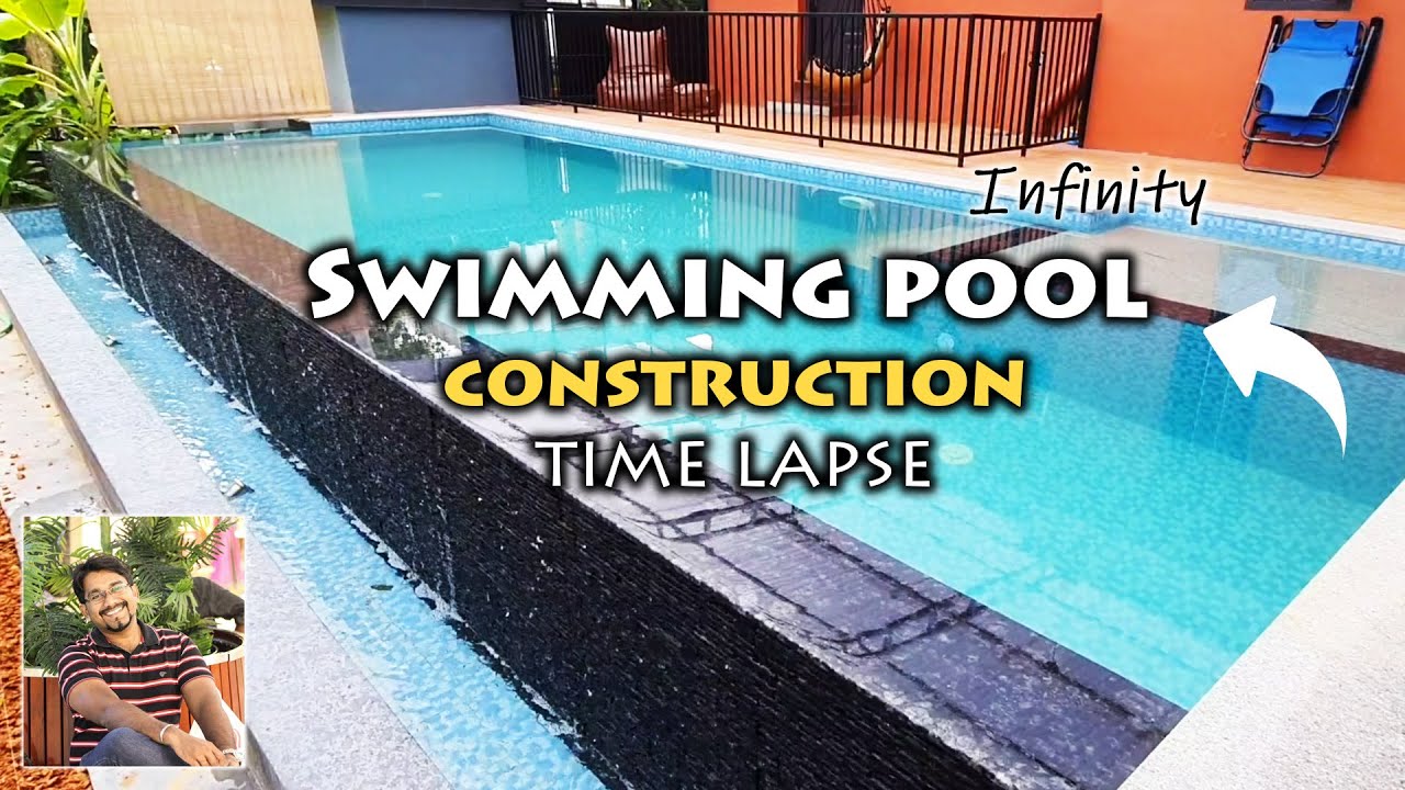 Building an Infinity Swimming pool in my home backyard - Time lapse step by step construction video