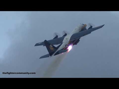 C-130T Fat Albert JATO Take Off. Spectacular Jet Assisted Take Off.