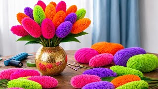how to make flower from wool thread