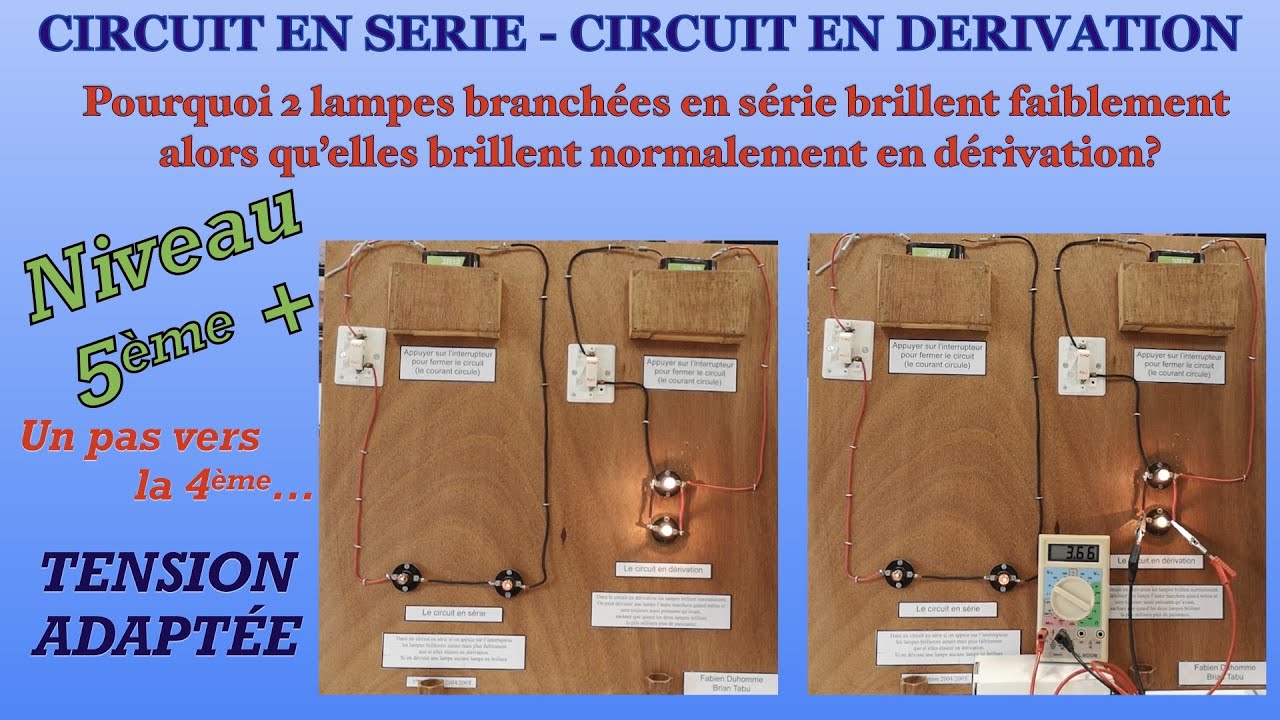 Tension adaptée. Niveau 5ème. Maquettes. Comportement des lampes en