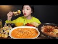 SUB)단짠단짠 스팸계란마리에 매운 까르보나라 떡볶이 김치말이국수 스쿨푸드 먹방! Kimbap Rolls, Kimchimariguksu Mukbang Asmr