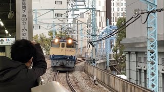 [東京メトロ2000系2139F甲種輸送担当機返却回送]EF65 2096号機が桜木町駅を通過する動画