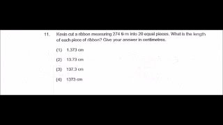 Henry Park Pri Six Maths 2015 SA2 Paper 1A Q11 PSLE Top School