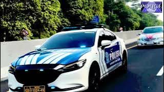 Mobil Polisi Patwal Patroli Jalan Raya Indonesia dan Suara Sirene