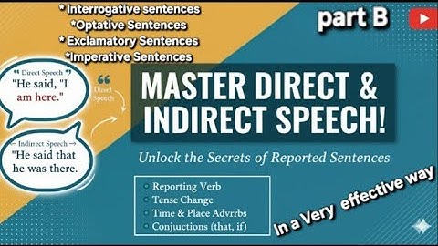 Direct & Indirect Speech: All Sentence Types Explained (Part B) ||Direct Indirect Narration (Part B)