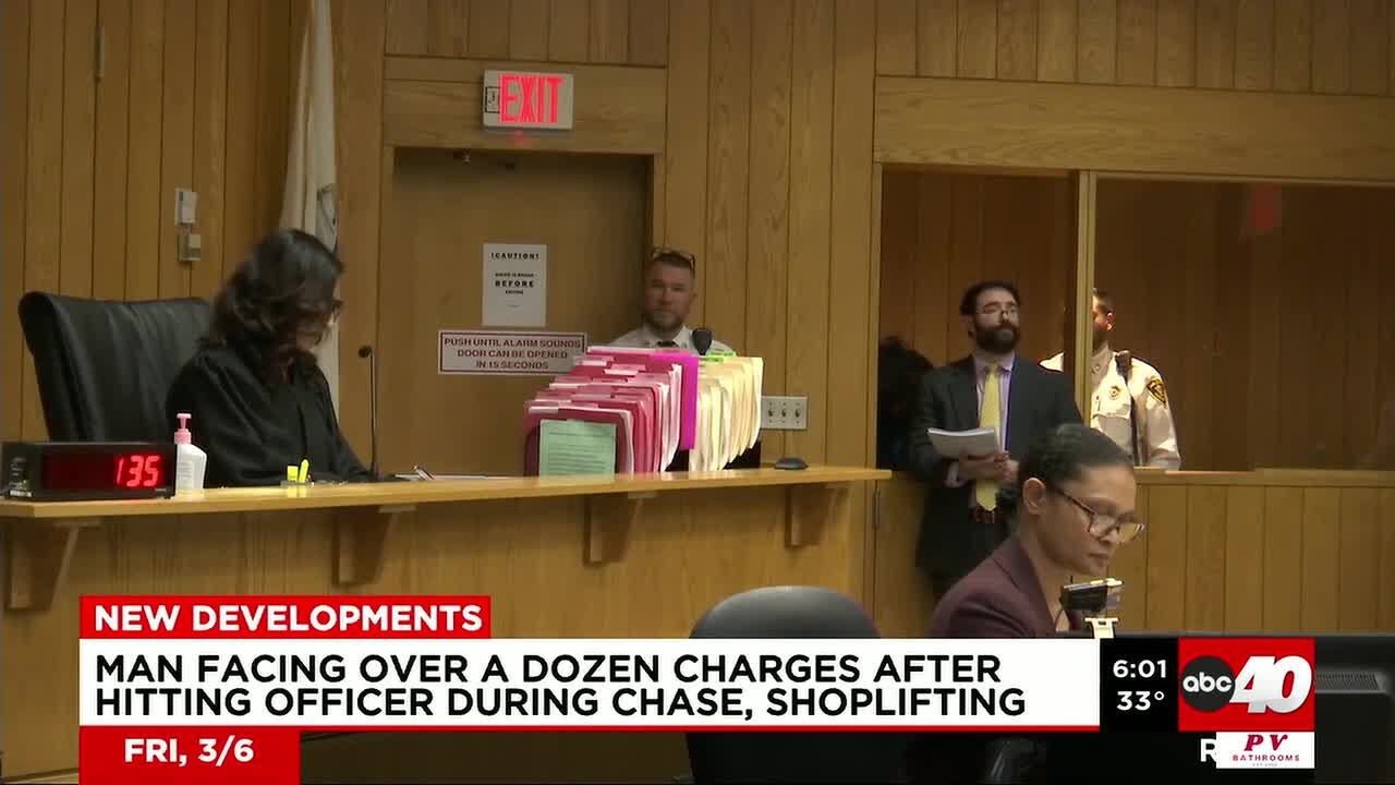 Man facing over a dozen charges after hitting officer during chase