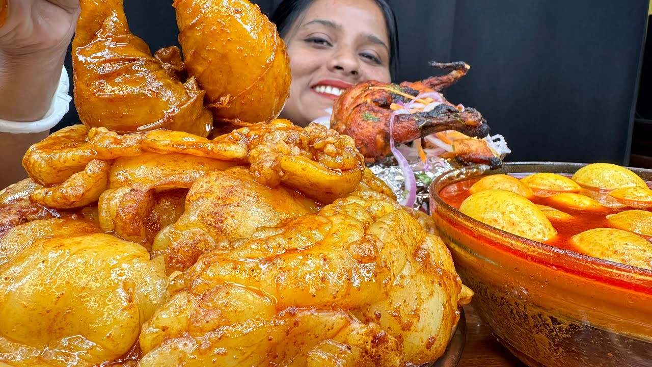 Eating: Mutton Fat Curry, Mutton Chusta , Chicken kebab, Egg Curry | Asmr