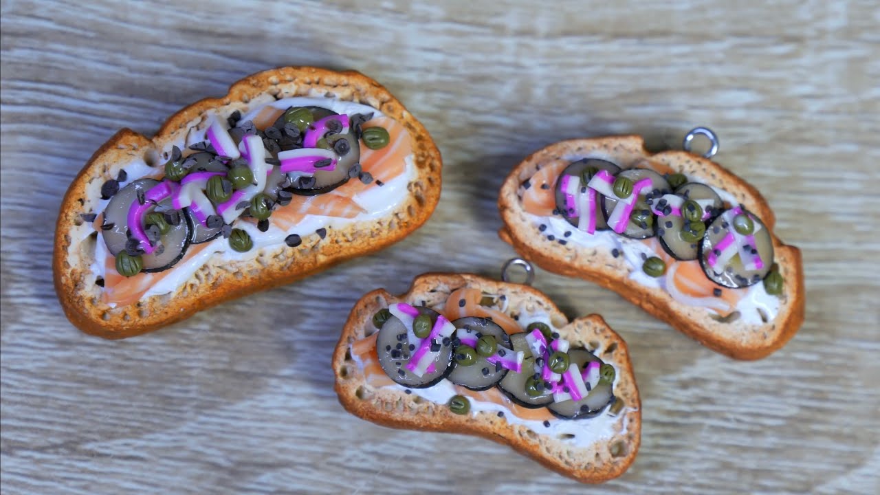 Realistic Polymer Clay Salmon & Cucumber Toast Tutorial