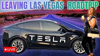 🔴LIVE: Tesla Cruise on the Vegas Strip | Nighttime Road trip to Los Angeles | Kick Back & Chat