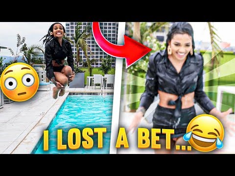 I LOST THE BET... I JUMPED IN POOL FULLY CLOTHED!!! 😭