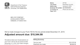 How to Understand Your CP104 Notice (IRS Made Changes to your Form 720)