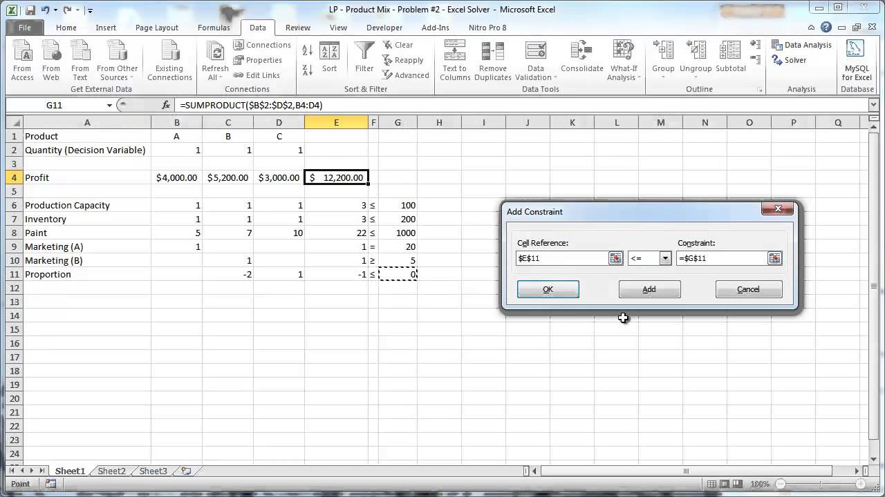 linear program matrix solver