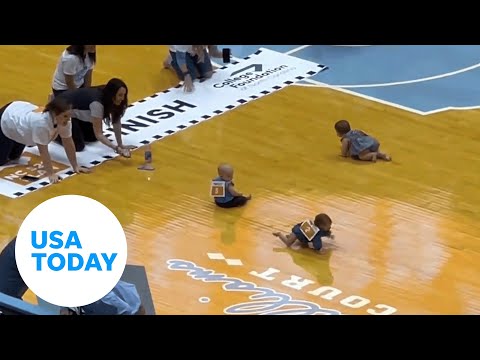 Chaos, drama ensues during baby race at a UNC basketball game | USA TODAY