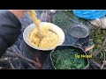 Shepherds in shelter  organic food cooking eating Nepali food named dido and sisno Himalayan food