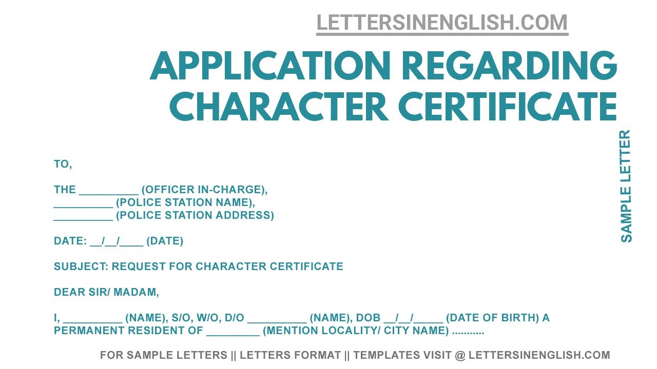 application letter to police station for character certificate