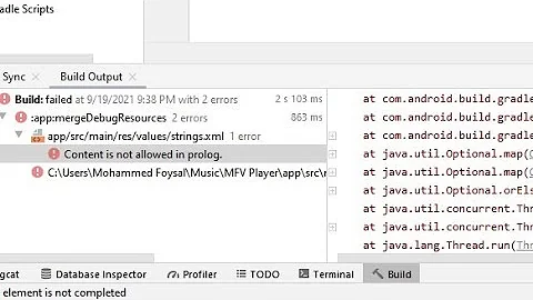 How to Fixed Content is not allowed in prolog.(Android studio)