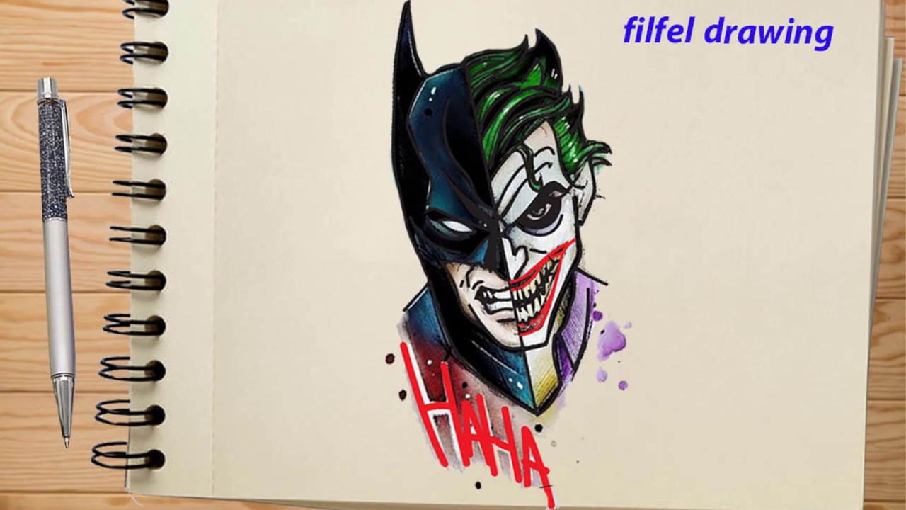 How to draw Batman and Joker /Two- face? | batman vs Joker Drawing | DOUBLE  EXPOSURE | ART EASY - YouTube