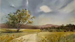 Paint A Loose STORMY SKY &amp; MOUNTAINS Watercolor Landscape Painting,&#39; Watercolour Tutorial SKY Demo