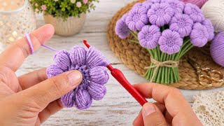 WONDERFUL 👌💯 🤞Tasarım🤞 ~Trend~ Super Easy Tunisian Crochet flower making #tunisiancrochet