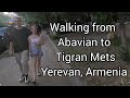 Walking from Abovyan to Tigran Mets in the evening and night of Yerevan, Armenia