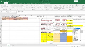 Depreciation under WDV method using MS Excel when asset is bought in between in a financial period