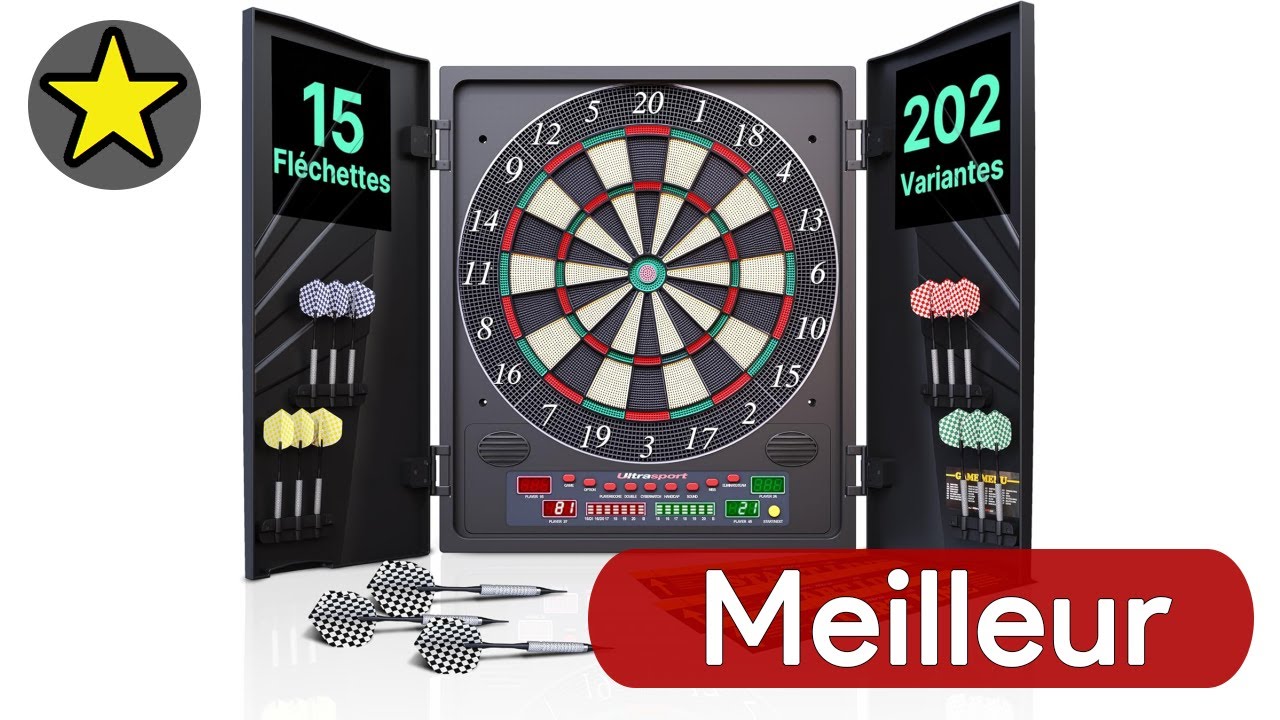 Cible Fléchettes Électronique Blesion 2025 Avec Voix Allemande - 3 Grands Écrans + 6 Fléchettes