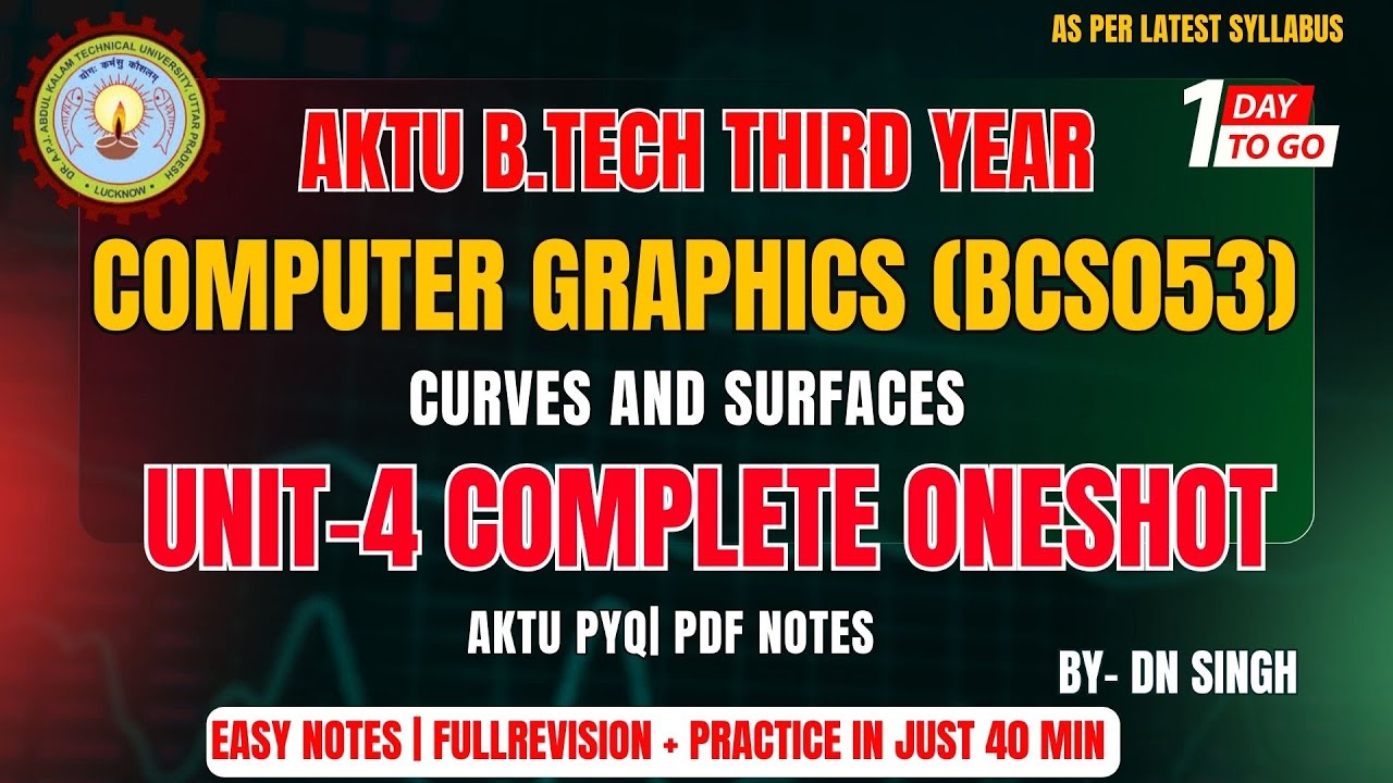 AKTU Computer Graphics Unit 4 Oneshot  | Curves & Surfaces One Shot | CG Oneshot | CAMPUS CIRCUIT