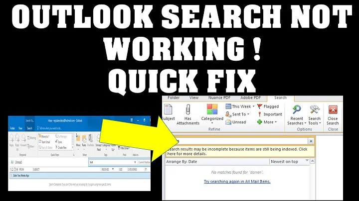 Outlook Search not working in windows, How to repair