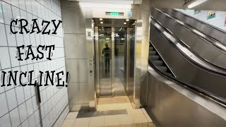 Crazy fast Incline Elevator Funicular at Fridhemsplan Metro Station Stockholm Sweden