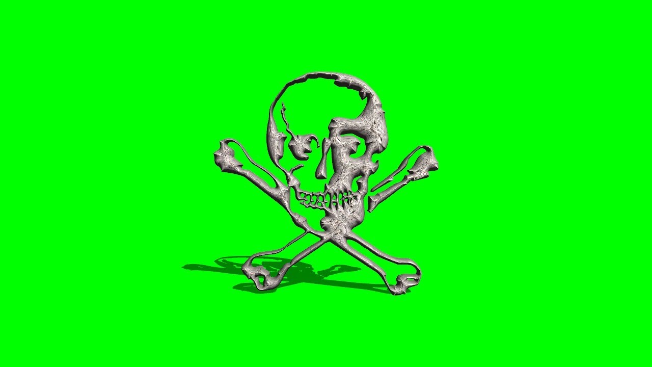 skull and crossbones sign 3D - green screen effect - YouTube
