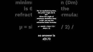 How to Calculate the Refractive Index of a Prism! 📐#jee #physics # optics #neet #pyq