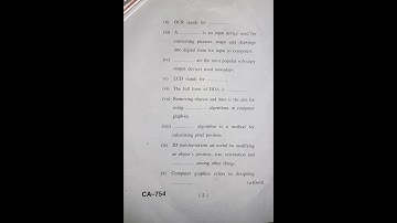 Computer Graphics Paper HPU BCA 6th Semester 2023