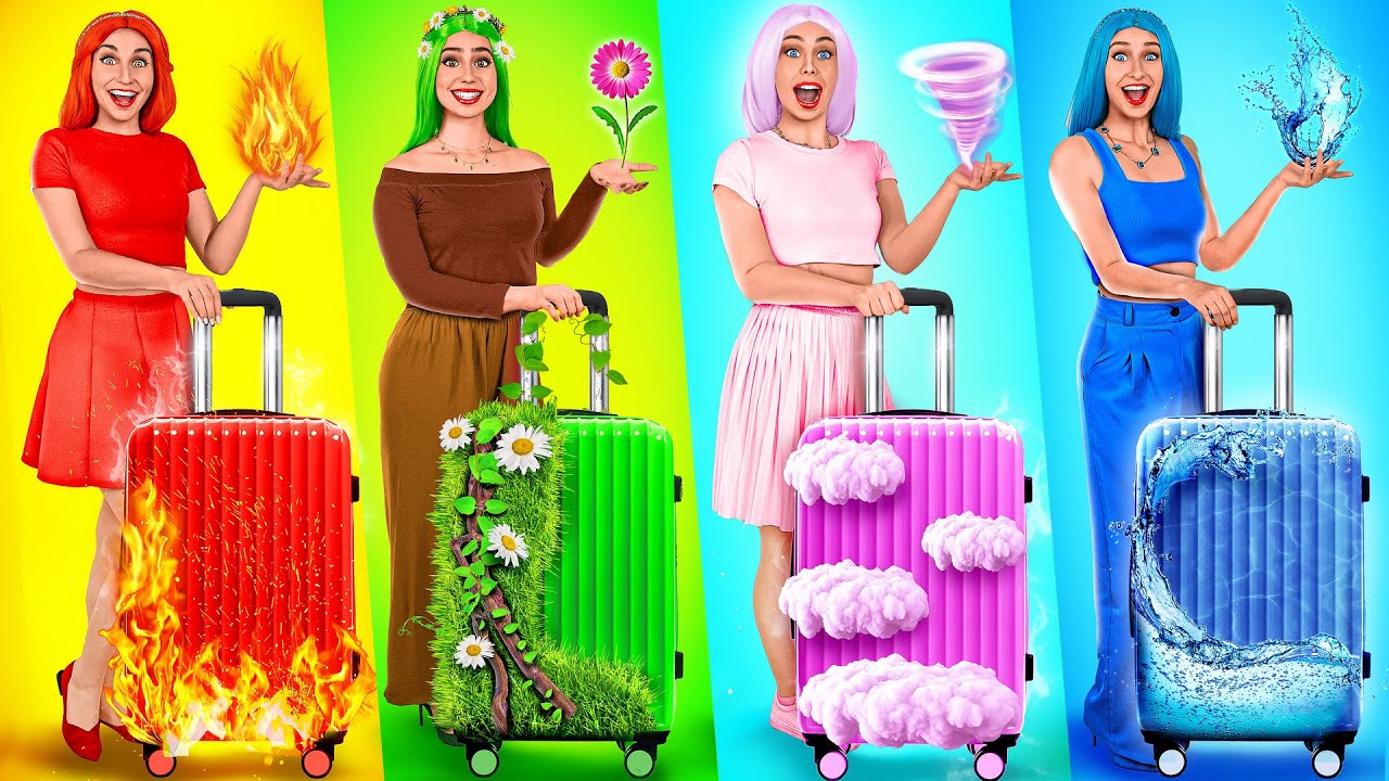 Девушка Огонь, Вода, Воздух И Земля | Война Пранков c 4 Стихиями от Mega DO Challenge