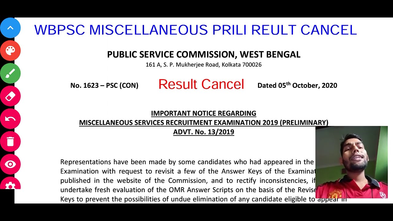 WBPSC Miscellaneous Preliminary 2019 Result Cancel